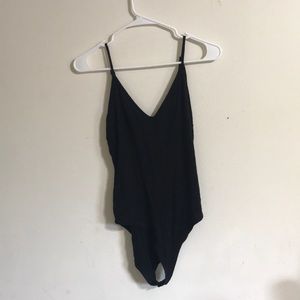 Black ribbed body suit